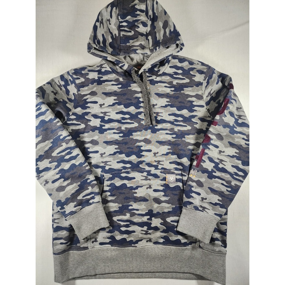 Ariat Rebar Womens L Camo Graphic Printed Hoodie Blue Grey‎ 10046376